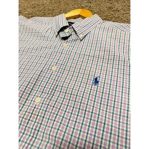 Ralph Lauren Classic Fit Mens Plaid Short Sleeve Button‎ Down Shirt Size XL